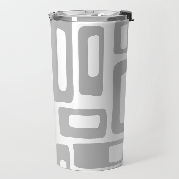 Retro Mid Century Modern Abstract Pattern 336 Gray Travel Mug Gallery Image 2