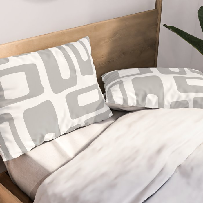 Retro Mid Century Modern Abstract Pattern 336 Gray Pillow Sham Gallery Image 2