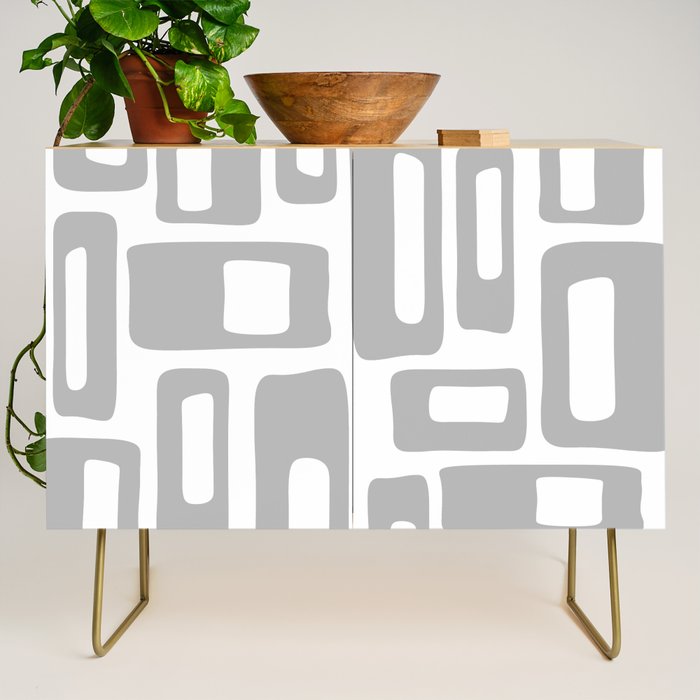 Retro Mid Century Modern Abstract Pattern 336 Gray Credenza Gallery Image 1