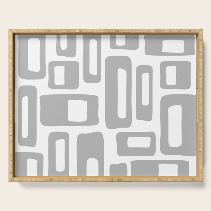 Retro Mid Century Modern Abstract Pattern 336 Gray Serving Tray Gallery Image 1