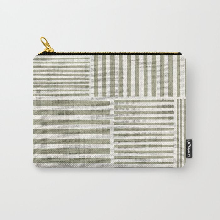 Neutral Green Lines Minimalist Artwork Carry All Pouch Gallery Image 1
