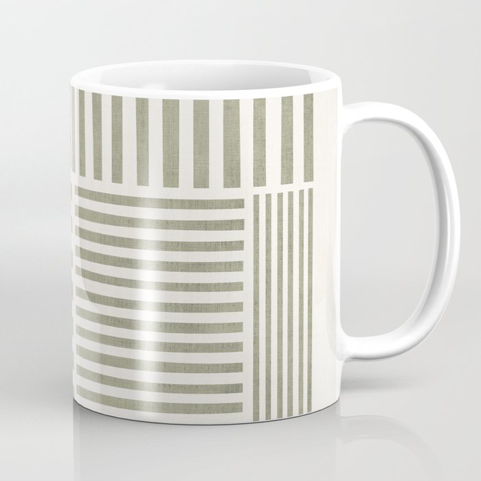 Neutral Green Lines Minimalist Artwork Coffee Mug Gallery Image 1