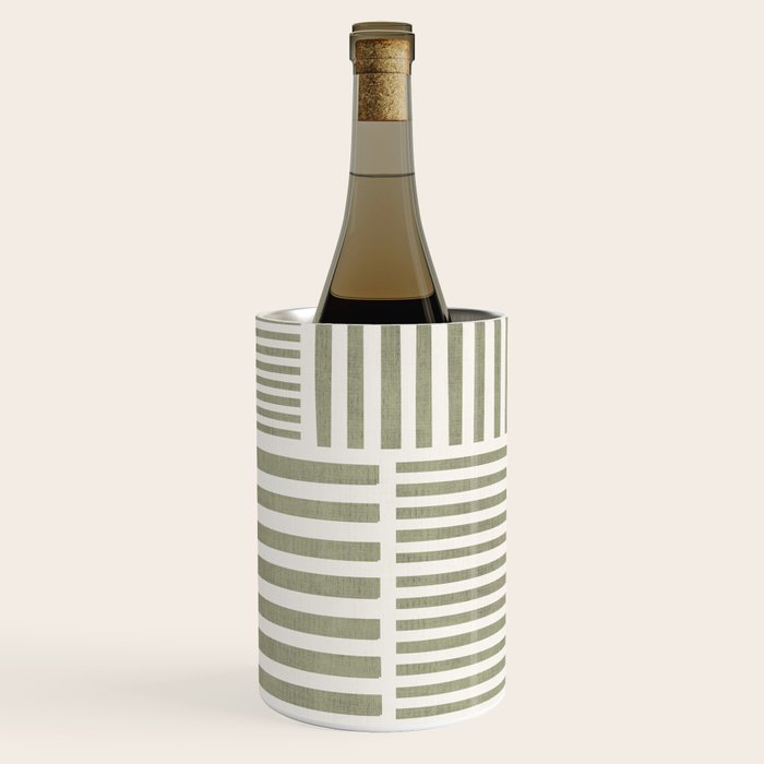 Neutral Green Lines Minimalist Artwork Wine Chiller Gallery Image 1