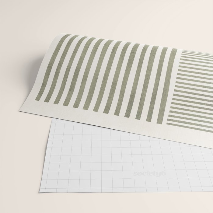 Neutral Green Lines Minimalist Artwork Wrapping Paper Gallery Image 2