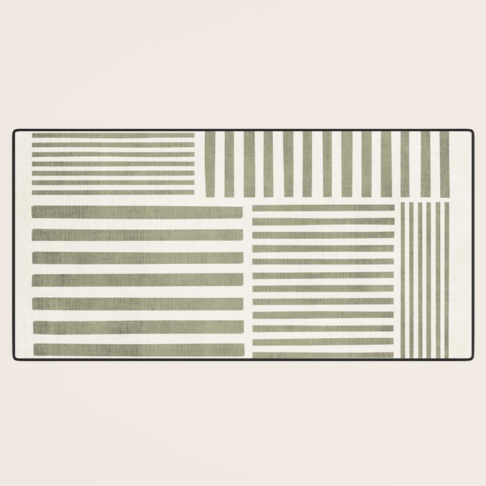 Neutral Green Lines Minimalist Artwork Desk Mat Gallery Image 3