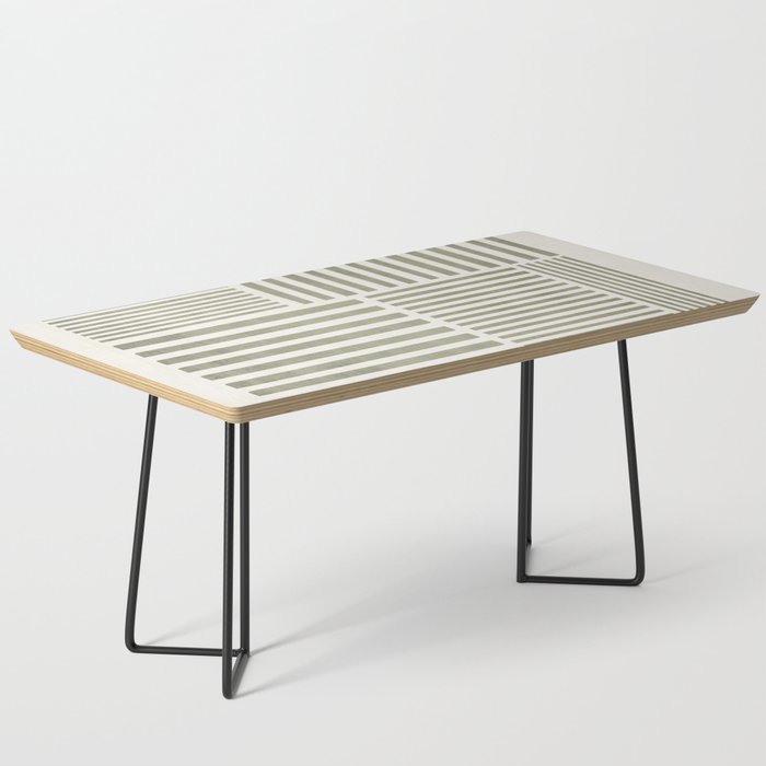 Neutral Green Lines Minimalist Artwork Coffee Table Gallery Image 1