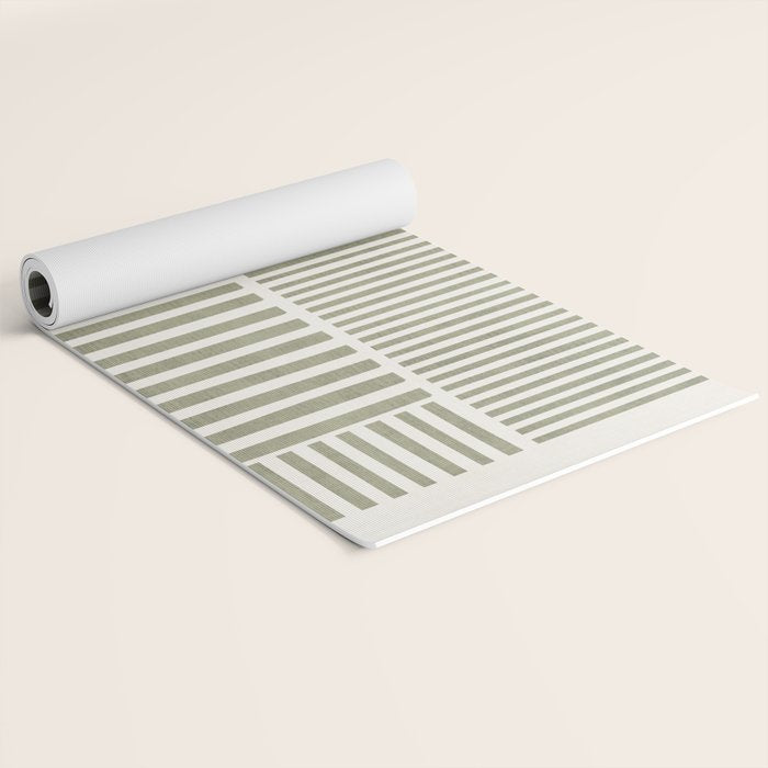 Neutral Green Lines Minimalist Artwork Yoga Mat Gallery Image 2