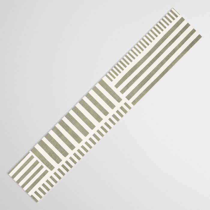 Neutral Green Lines Minimalist Artwork Table Runner Gallery Image 3