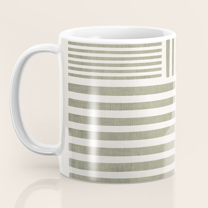 Neutral Green Lines Minimalist Artwork Coffee Mug Gallery Image 3