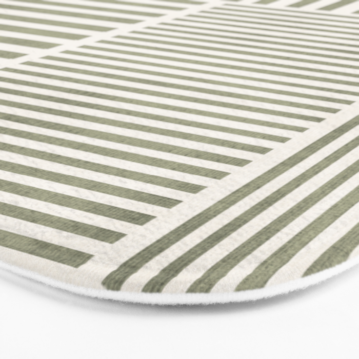 Neutral Green Lines Minimalist Artwork Bath Mat Gallery Image 3