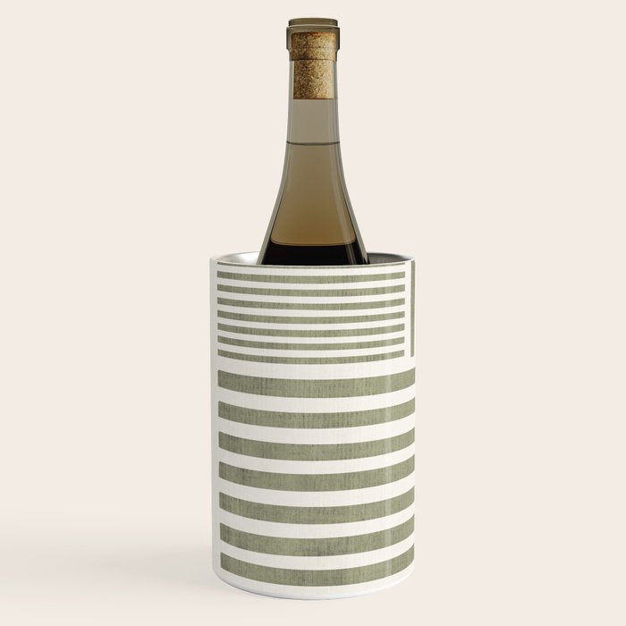 Neutral Green Lines Minimalist Artwork Wine Chiller Gallery Image 2