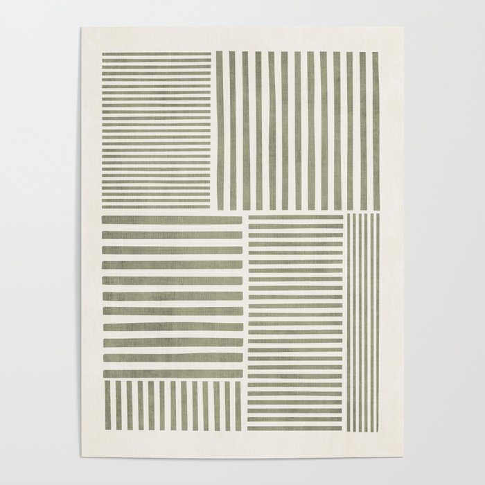 Neutral Green Lines Minimalist Artwork Poster Gallery Image 4