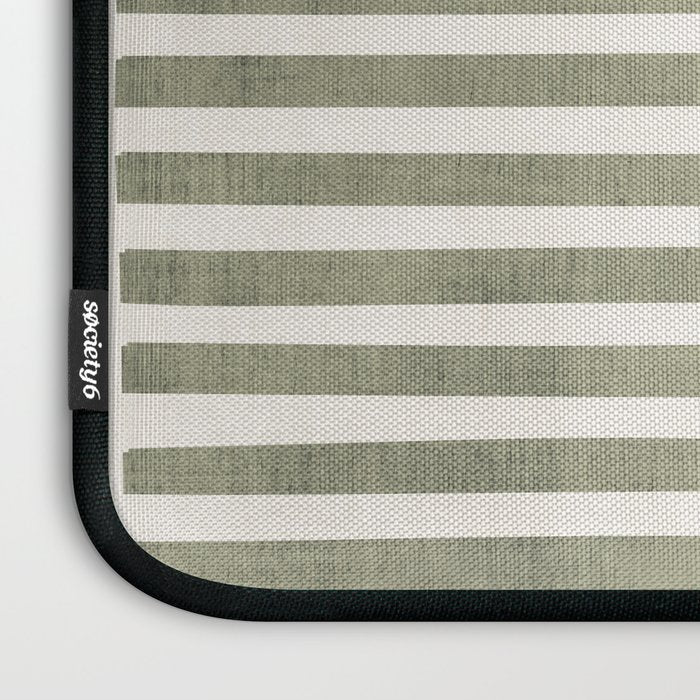 Neutral Green Lines Minimalist Artwork Laptop Sleeve Gallery Image 3