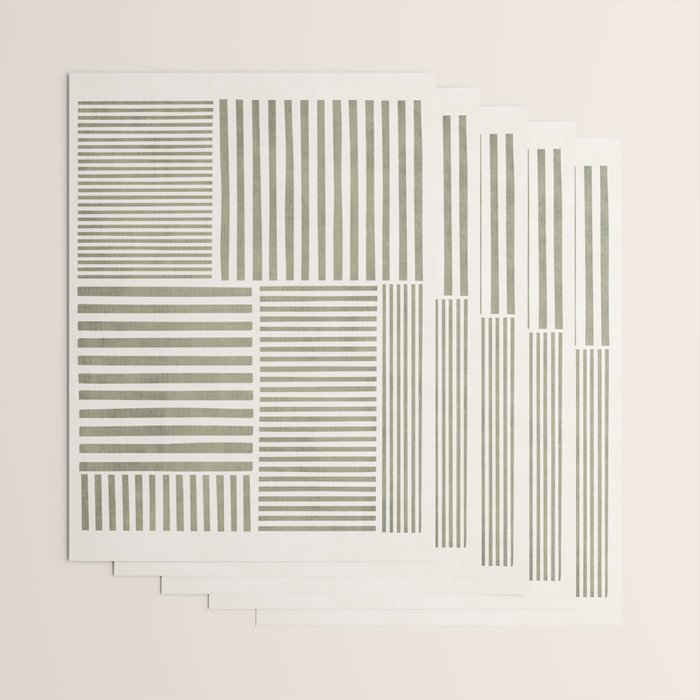 Neutral Green Lines Minimalist Artwork Wrapping Paper Gallery Image 3
