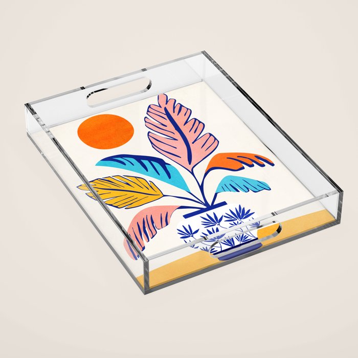 Summer Tropical Plant Still Life Acrylic Tray Gallery Image 1
