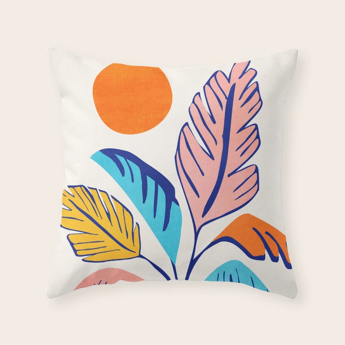 Summer Tropical Plant Still Life Throw Pillow Gallery Image 6