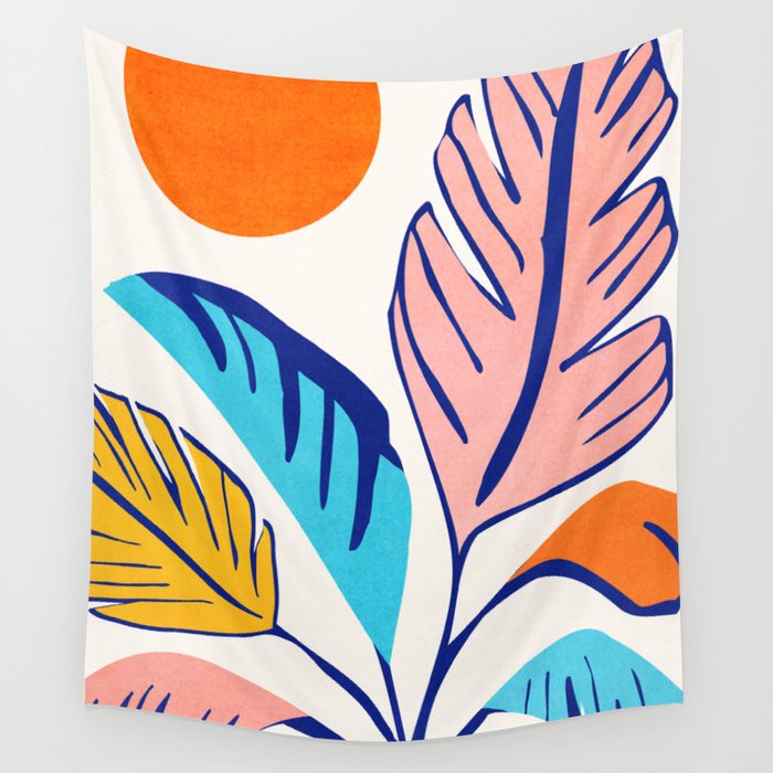 Summer Tropical Plant Still Life Wall Tapestry Gallery Image 4