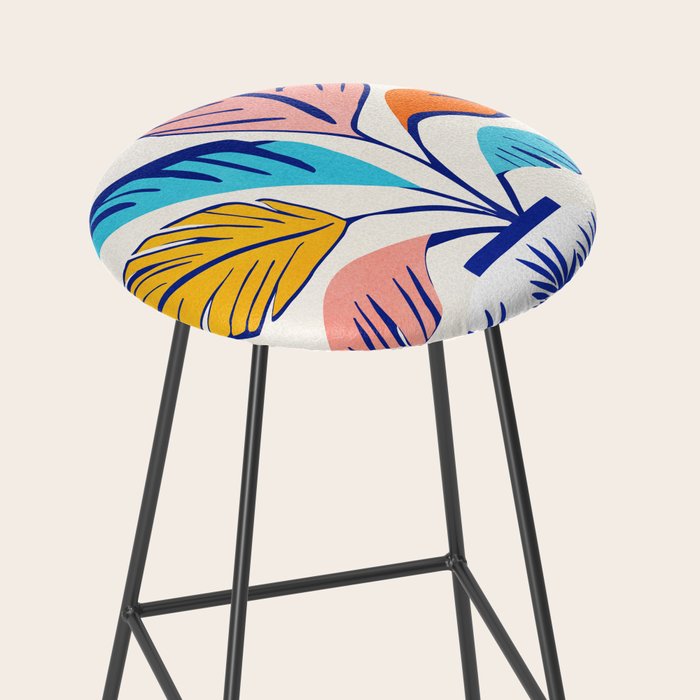 Summer Tropical Plant Still Life Stool Gallery Image 2