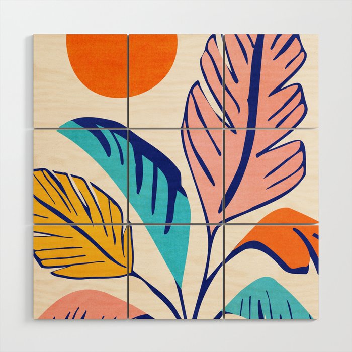 Summer Tropical Plant Still Life Wood Wall Art Gallery Image 1