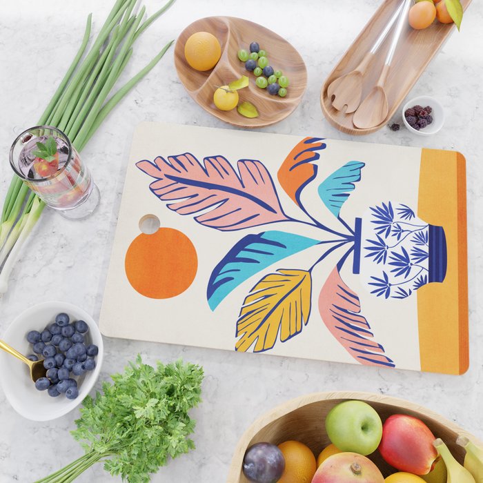 Summer Tropical Plant Still Life Cutting Board Gallery Image 2