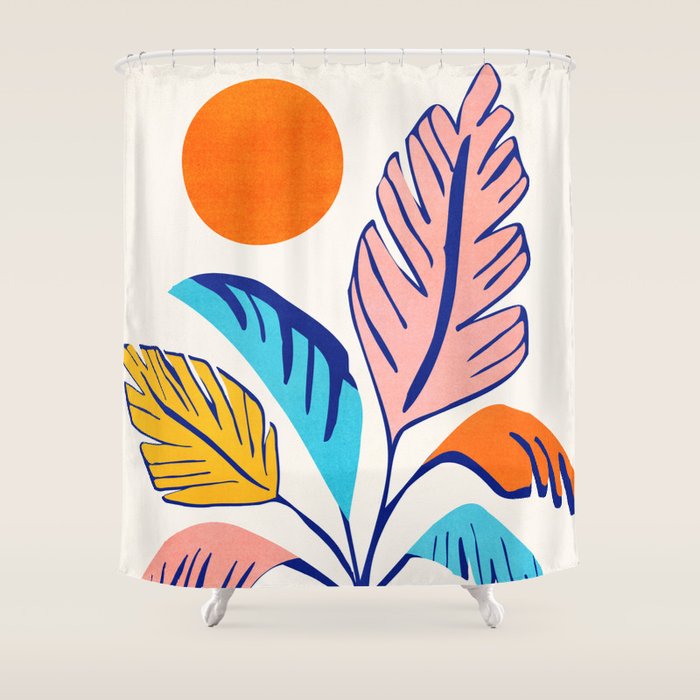 Summer Tropical Plant Still Life Shower Curtain Gallery Image 1