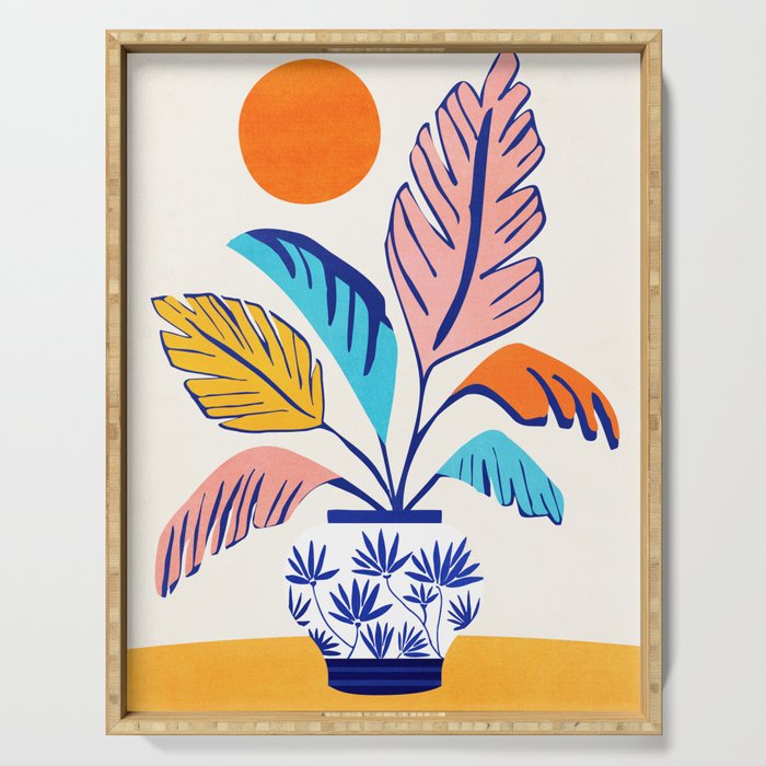 Summer Tropical Plant Still Life Serving Tray Gallery Image 1