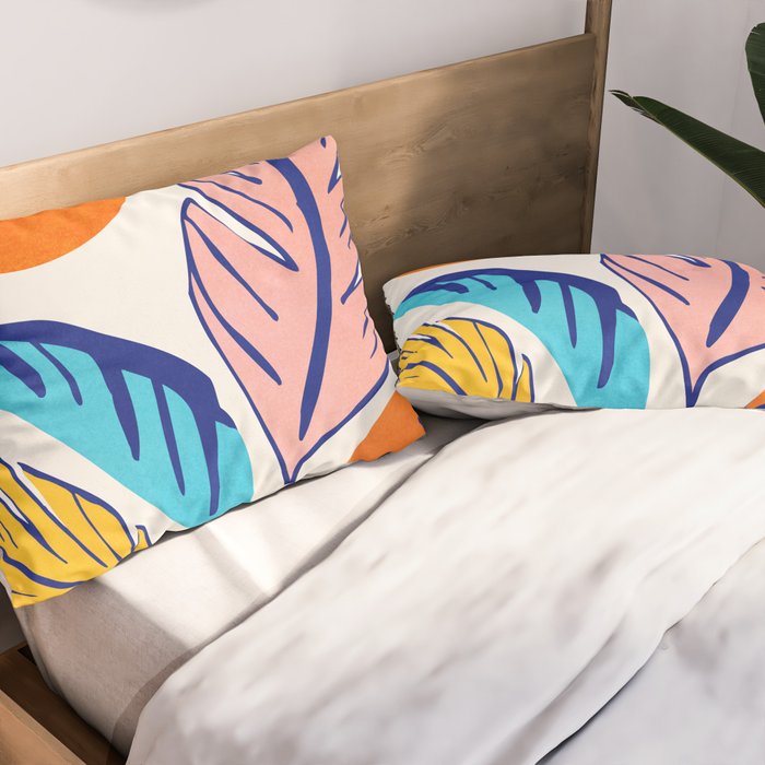 Summer Tropical Plant Still Life Pillow Sham Gallery Image 2