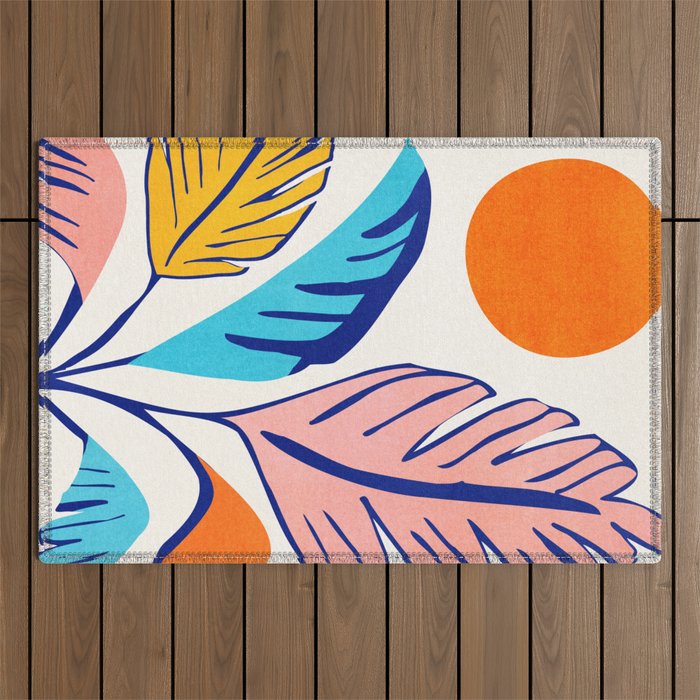 Summer Tropical Plant Still Life Outdoor Rug Gallery Image 1