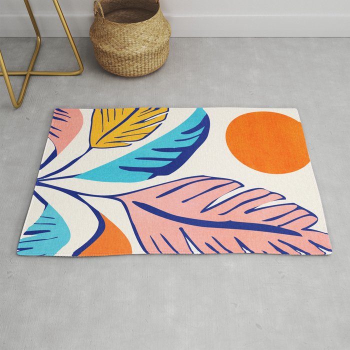 Summer Tropical Plant Still Life Rug Gallery Image 1