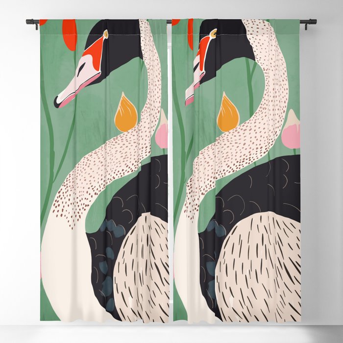 Swan in Flowers Window Curtain Gallery Image 5