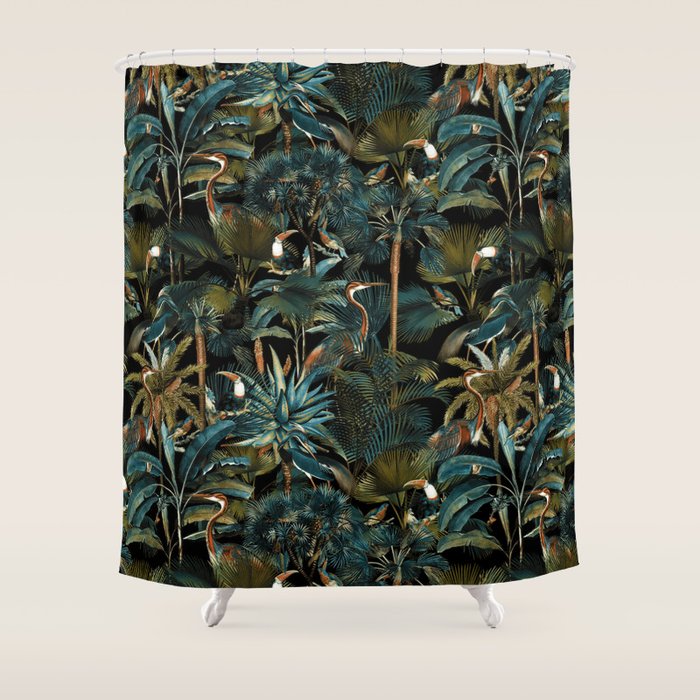 Jungle and Birds Shower Curtain Gallery Image 1
