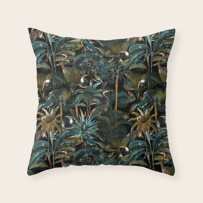 Jungle and Birds Throw Pillow Gallery Image 1