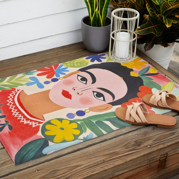Garden Girl Summer Beauty Outdoor Rug Gallery Image 2
