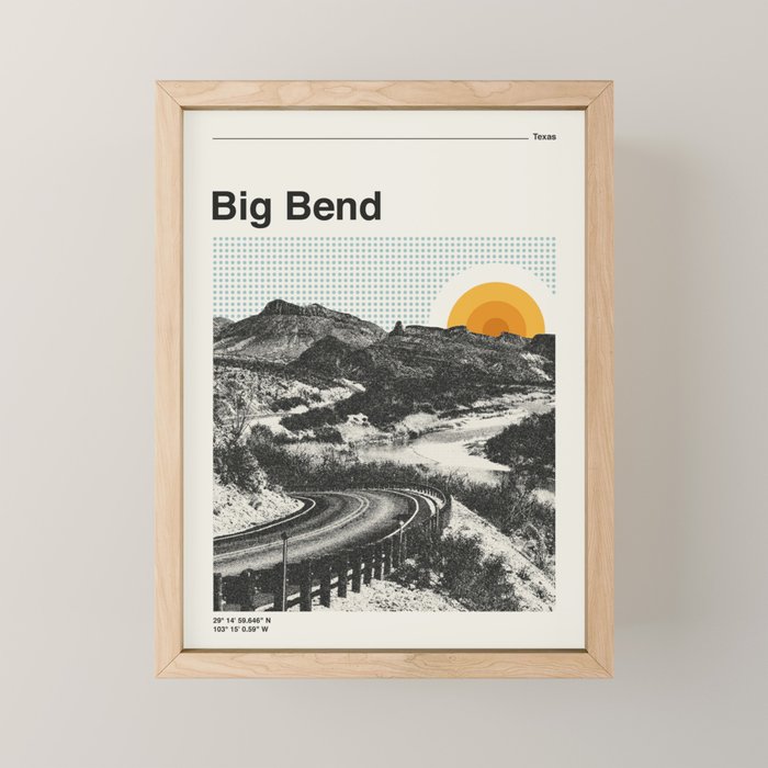 Big Bend National Park Retro Abstract Travel Poster Mini Art Print Gallery Image 1
