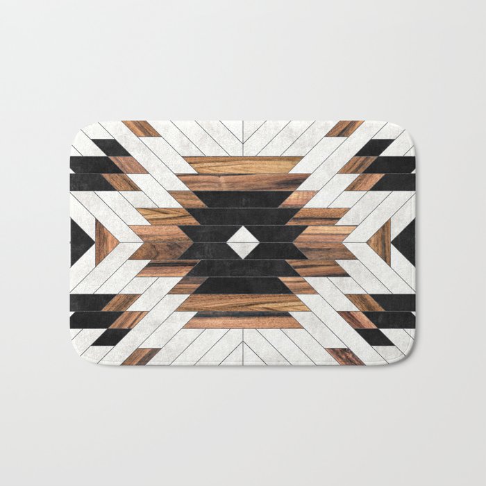 Urban Tribal Pattern No.5 - Aztec - Concrete and Wood Bath Mat Gallery Image 1