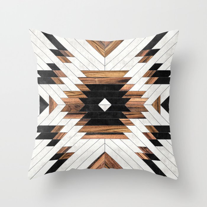 Urban Tribal Pattern No.5 - Aztec - Concrete and Wood Throw Pillow Gallery Image 6