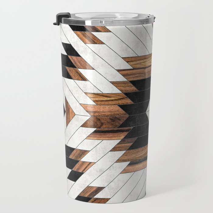 Urban Tribal Pattern No.5 - Aztec - Concrete and Wood Travel Mug Gallery Image 3