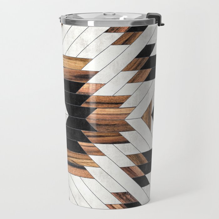 Urban Tribal Pattern No.5 - Aztec - Concrete and Wood Travel Mug Gallery Image 2