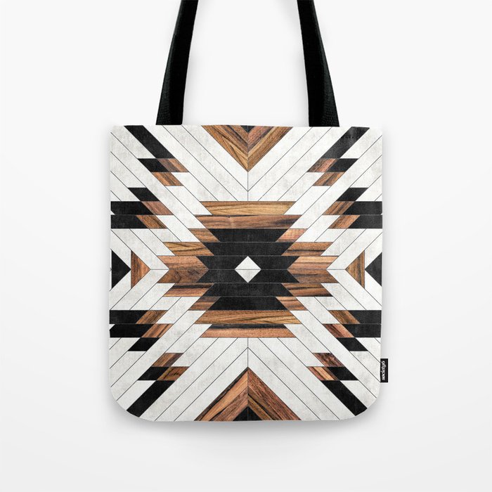 Urban Tribal Pattern No.5 - Aztec - Concrete and Wood Tote Bag Gallery Image 1