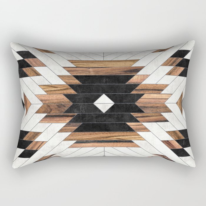 Urban Tribal Pattern No.5 - Aztec - Concrete and Wood Rectangular Pillow Gallery Image 2