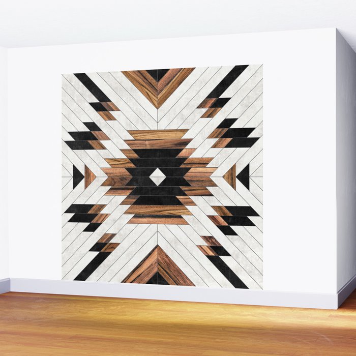 Urban Tribal Pattern No.5 - Aztec - Concrete and Wood Wall Mural Gallery Image 2