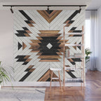 Urban Tribal Pattern No.5 - Aztec - Concrete and Wood Wall Mural Gallery Image 1