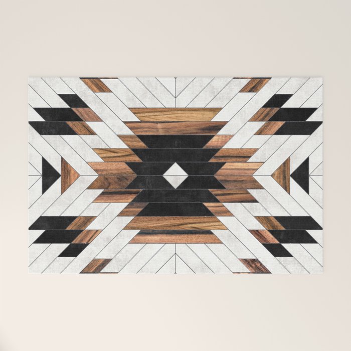Urban Tribal Pattern No.5 - Aztec - Concrete and Wood Welcome Mat Gallery Image 1