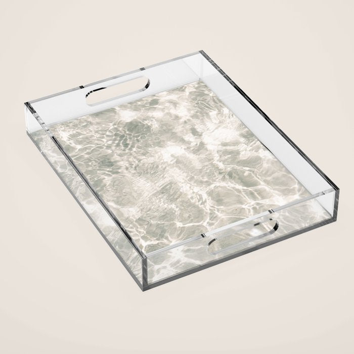 Clear water | beach fine art photography | sea wave and sand Acrylic Tray Gallery Image 1