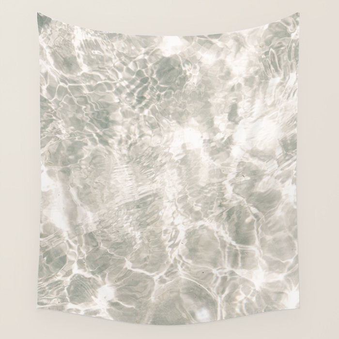 Clear water | beach fine art photography | sea wave and sand Wall Tapestry Gallery Image 1