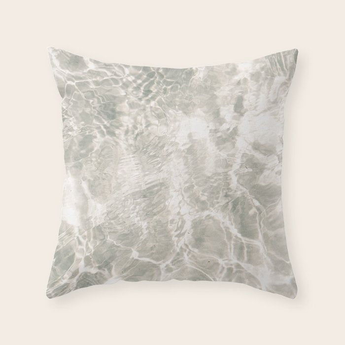 Clear water | beach fine art photography | sea wave and sand Throw Pillow Gallery Image 1