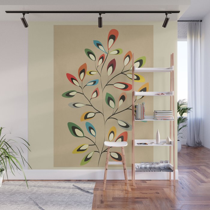 Mid-Century Abstract Branch 02 Wall Mural Gallery Image 1
