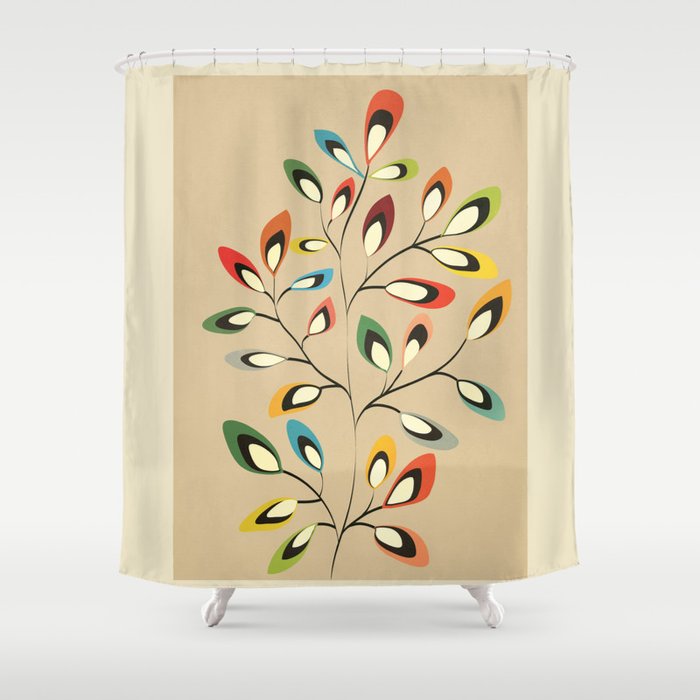 Mid-Century Abstract Branch 02 Shower Curtain Gallery Image 1