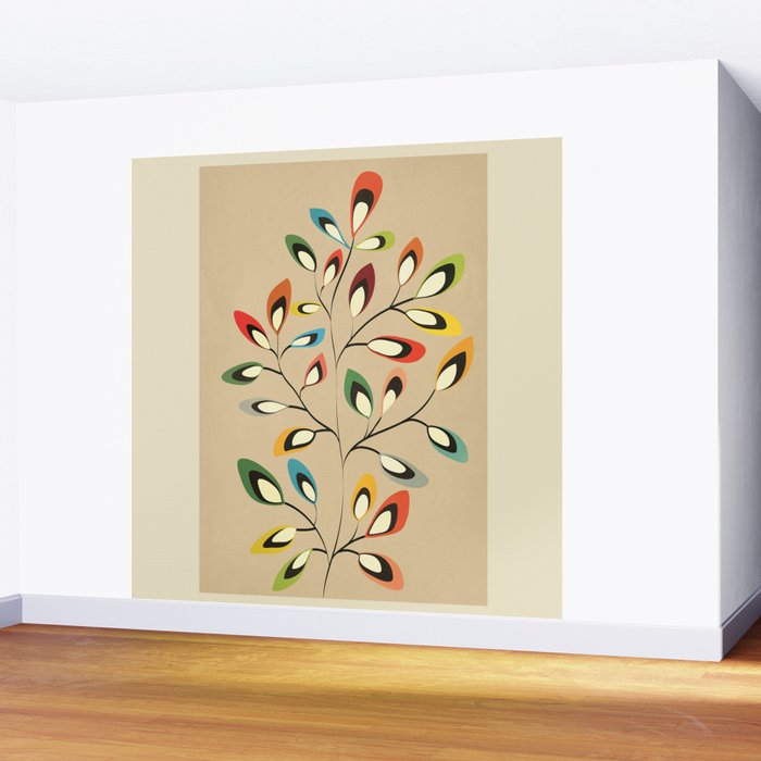 Mid-Century Abstract Branch 02 Wall Mural Gallery Image 2