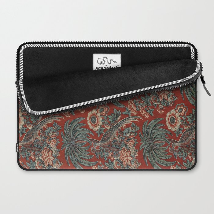 Classic Chinese Chinoiserie Floral Bird Pattern Red Laptop Sleeve Gallery Image 2